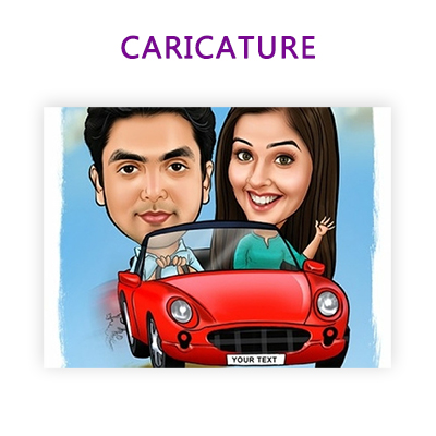 "Caricature with car - Click here to View more details about this Product